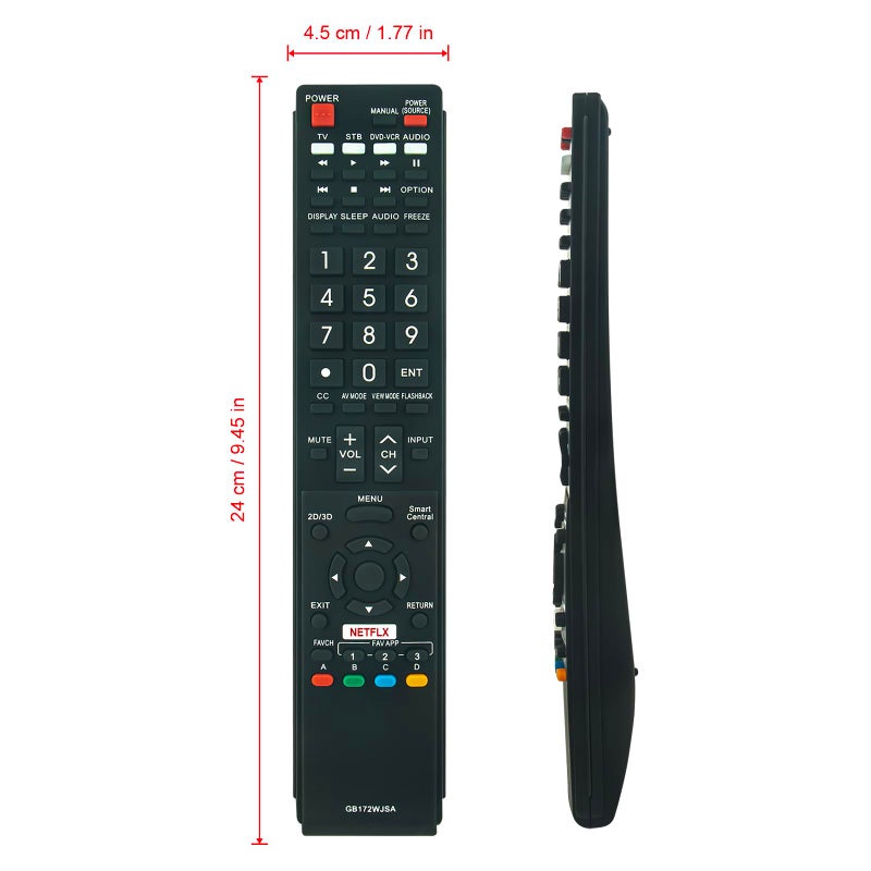Vinabty GB172WJSA Replaced Remote fit for Sharp Aquos TV GB118WJSA LC-60TQ15U LC-70SQ17U LC-70SQ15U LC-70SQ10U LC-60SQ17U LC-60SQ15U LC-60SQ10U LC-70EQ10U LC-60EQ10U LC-70LE650U LC-70C6500U LC-60LE650U - Image 4